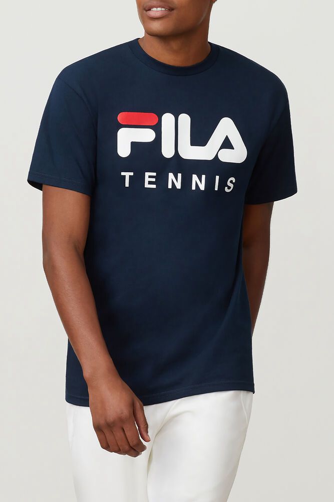 Fila T シャツ メンズ ネイビー Tennis 7081-KIVCL